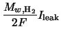 $\displaystyle \frac{M_{w,{\rm H}_2}}{2F} I_{\rm leak}$