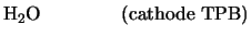 $\displaystyle {\rm H}_2{\rm O} \;\;\;\;\;\;\;\;\;\;\;\;\;\;\;{\rm (cathode \; TPB)}$
