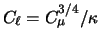 $C_{\ell} = C_{\mu}^{3/4}/\kappa$
