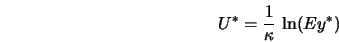  U^* = \frac{1}{\kappa} \, \ln (E y^*) 