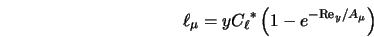  \ell_{\mu} = y {C_{\ell}}^* \left(1 - e^{-{\rm Re}_y/A_{\mu}}\right) 