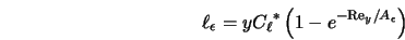  \ell_{\epsilon} = y {C_{\ell}}^* \left(1 - e^{-{\rm Re}_y/A_{\epsilon}}\right) 