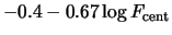 $\displaystyle -0.4-0.67\log F_{\rm cent}$
