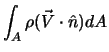 $\displaystyle \int_A \rho (\vec{V} \cdot \hat{n}) dA$