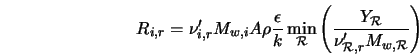  R_{i,r} = \nu'_{i,r} M_{w,i} A \rho \frac{\epsilon}{k} \min_... ...left(\frac{Y_{\cal R}}{\nu'_{{\cal R},r} M_{w,\cal R}} \right) 