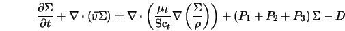  \frac{\partial \Sigma}{\partial t} + \nabla \cdot ({\vec v}... ...ho \right) \right) + \left(P_1 + P_2 + P_3 \right) \Sigma - D 