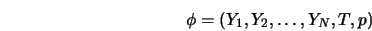  \phi = (Y_1, Y_2, \dots , Y_N, T, p) 