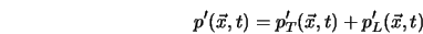  p'({\vec x}, t) = p'_T ({\vec x}, t) + p'_L ({\vec x}, t) 