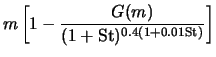 $\displaystyle m \left[ 1 - \frac{G(m)}{(1+ {\rm St})^{0.4(1+0.01 {\rm St})}} \right]$