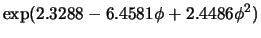 $\displaystyle \exp(2.3288 - 6.4581\phi + 2.4486\phi^2)$