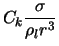 $\displaystyle C_k \frac{\sigma}{\rho_l r^3}$