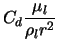 $\displaystyle C_d \frac{\mu_l}{\rho_l r^2}$