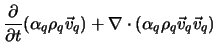 $\displaystyle \frac{\partial}{\partial t} (\alpha_q \rho_q \vec v_q ) + \nabla \cdot (\alpha_q \rho_q \vec v_q \vec v_q )$