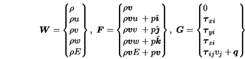  {{\mbox{\boldmath $W$}}} = \left\{ \begin{array}{@{}l@{}} \... ...$\tau$}}_{ij} v_j + {\mbox{\boldmath $q$}} \end{array}\right\} 