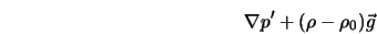  \nabla p' + (\rho - \rho_0){\vec g} 
