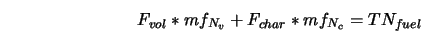  F_{vol} * mf_{N_{v}} + F_{char} * mf_{N_{c}} = TN_{fuel} 