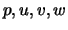 $p, u, v, w$