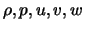 $\rho, p, u, v, w$