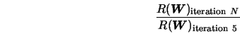  \frac{R({\mbox{\boldmath$W$}})_{{\rm iteration}\ N}}{R({\mbox{\boldmath$W$}})_{{\rm iteration}\ 5}} 