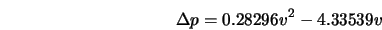 \Delta p = 0.28296v^2 - 4.33539v 